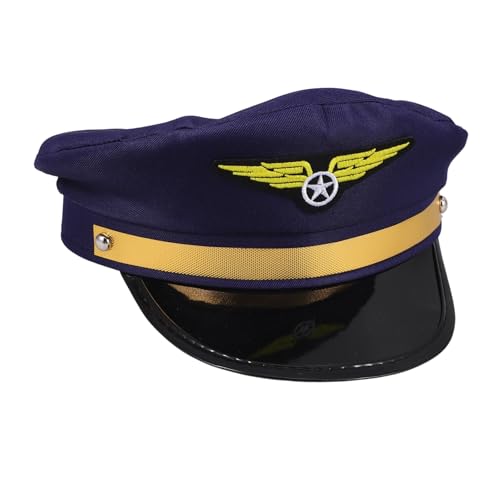 SHOWERORO Airline-Piloten-Kostümhut Erwachsenengröße verstellbar Pilotenhut für Halloween Cosplay Maskerade Auftritt Partyhut mit Airline-Thema von SHOWERORO