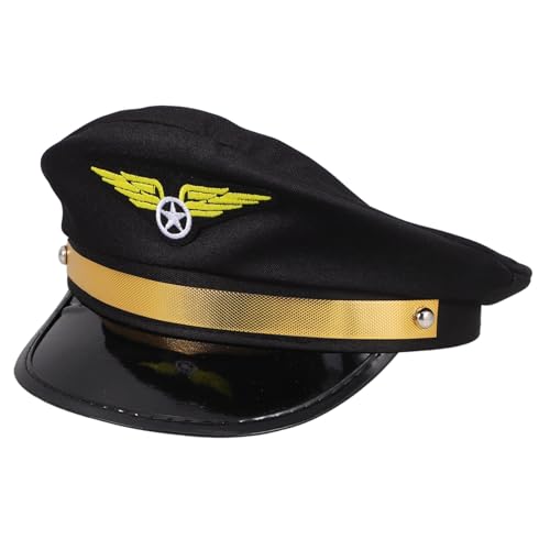 SHOWERORO Verstellbarer Maskerade-Pilotenhut für Erwachsene Halloween-Kostüm-Zubehör Partyhut mit Fluglinienthema für Cosplay SHOWERORO Verstellbarer Maskerade-Pilotenhut für Erwachsene Halloween-Kostüm-Zubehör Partyhut mit Fluglinienthema für Cosplay von SHOWERORO