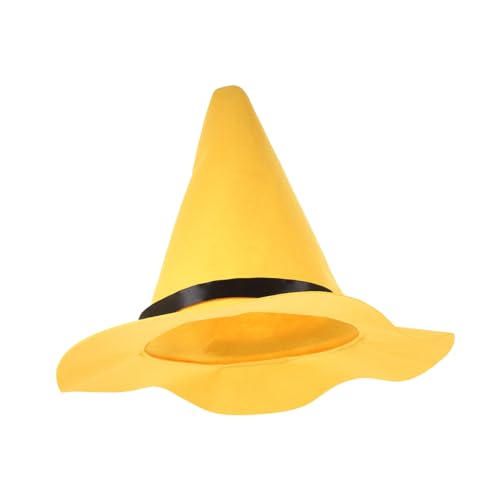 SHOWERORO Halloween-Kostüm Hexenhut gelber Filzzylinder zum Verkleiden Juckreizhut-Accessoire von SHOWERORO
