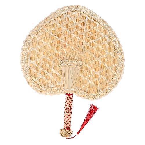 SHOWERORO Handgewebter Weizenstroh Handfächer Leichter Manueller Fächer für Sommer Handgefertigter Chinesischer Vintage Handfächer mit Dekorativer Spitze für Partys und Heimdeko von SHOWERORO