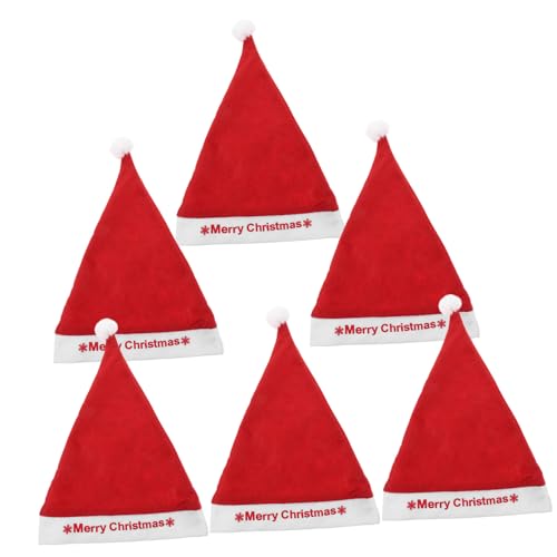 SHOWERORO Weihnachtsmütze Aus Samt 6-teiliges Weihnachtsmannmützen-set Warmer Samt Weihnachtszubehör Marry Christmas Für Partybedarf von SHOWERORO