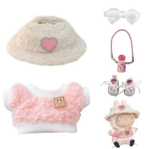 Bekleidung für 17cm Labu Plüsch,Labu Plush Cute Doll Clothes,Labu Puppenkleidung,Kuscheltier Kleidung Outfit nur Bekleidungs zubehör für 17cm Labu Plush Pullover Hoodie Bekleidung DIY Kinder Geschenke von SHOWHEEL