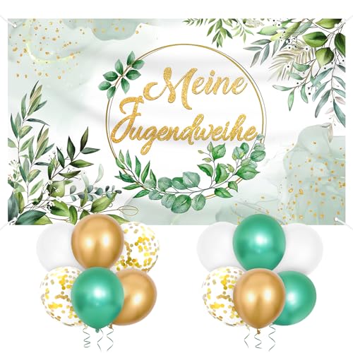 Consecration Decorative, Jugendweihe Deko Set, Happy Youth Consecration Banner 180 x 110 cm +12 pcs Jugendweihe Luftballon, Hanging Decoration for Boys Girls Adults Party Parties Consecration Decorative, Jugendweihe Deko Set, Happy Youth Consecration Banner 180 x 110 cm +12 pcs Jugendweihe Luftballon, Hanging Decoration for Boys Girls Adults Party Parties von SHOWHEEL