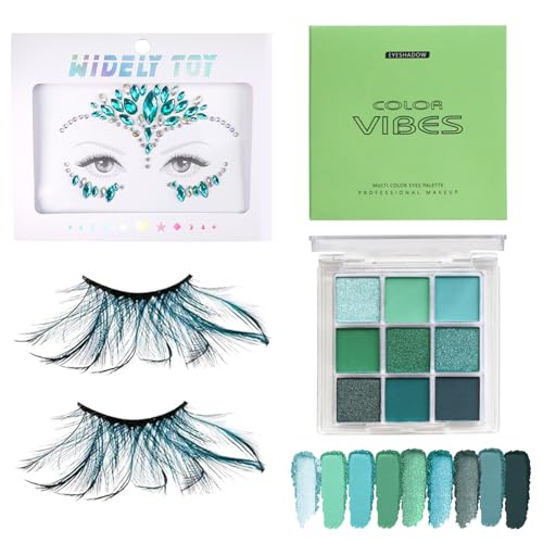 Pfauen Kostüm Damen, Schminke Pfau, mit Wimpern Pfau, Lidschatten Grün, Glitzersteine Gesicht, Kopfschmuck Pfau, Kostüm Pfau Zubehör, Federn Kostüm, zum Halloween Karneval Schminke Pfauen Kostüm Damen, Schminke Pfau, mit Wimpern Pfau, Lidschatten Grün, Glitzersteine Gesicht, Kopfschmuck Pfau, Kostüm Pfau Zubehör, Federn Kostüm, zum Halloween Karneval Schminke von SHOWHEEL
