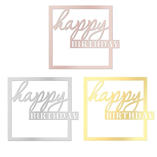 SHOWHEEL 3 Stück Happy Birthday Tortendeko Set, Acryl Cake Topper Geburtstag Kuchen Deko für Mädchen Jungen Frauen Mann 10x9cm (Gold, Roségold, Silber) SHOWHEEL 3 Stück Happy Birthday Tortendeko Set, Acryl Cake Topper Geburtstag Kuchen Deko für Mädchen Jungen Frauen Mann 10x9cm (Gold, Roségold, Silber) von SHOWHEEL