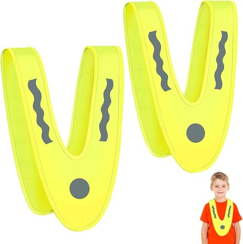 SHOWHEEL Leichte Warnwesten Kinder, 2PCS V-Form Signalkragen,Reflektorweste Kinder,Warnschutzweste kinder, Zur Sicherheit der Waschbar Kostüm Zubehör von SHOWHEEL