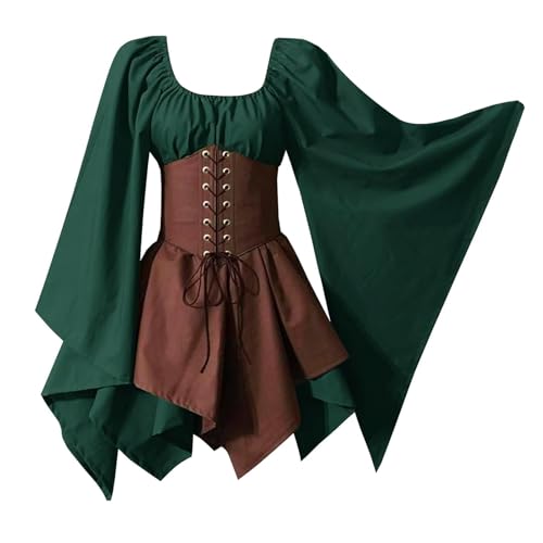 SHOWHEEL Traditionelles Irisches Kleid für Damen, Mittelalter Ausgestellte Ärmel Kleid, Damen Mittelalter Kleid, Mittelalterliches Kostüm für Damen, Karneval Halloween Kostüm Damen SHOWHEEL Traditionelles Irisches Kleid für Damen, Mittelalter Ausgestellte Ärmel Kleid, Damen Mittelalter Kleid, Mittelalterliches Kostüm für Damen, Karneval Halloween Kostüm Damen von SHOWHEEL