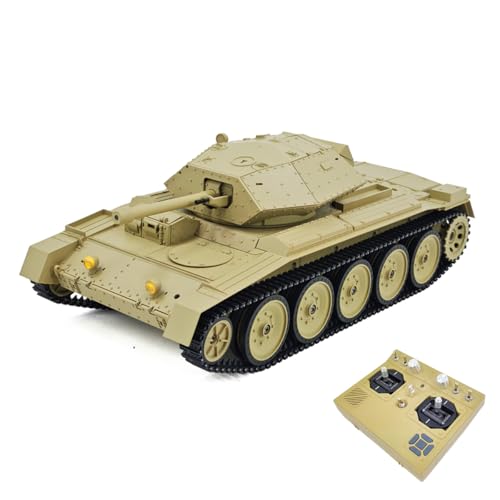 SHOYDID 1/16 RC Panzer für Erwachsene, British Crusader RC Battle Tank Modell, mit realistischem Sound, Lichtern, Rückstoßsimulation und Infrarotschlacht (Wüstengelb) von SHOYDID
