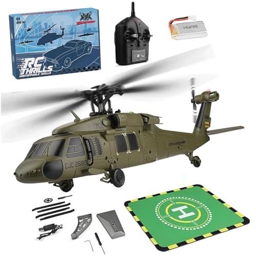 SHOYDID UH-60L Ferngesteuerter Hubschrauber für Anfänger, K170 Flybarless RC Hubschrauber, Einstellbare Links- und Rechtshänder Drossel, mit einer Batterie (RTF-Version) von SHOYDID