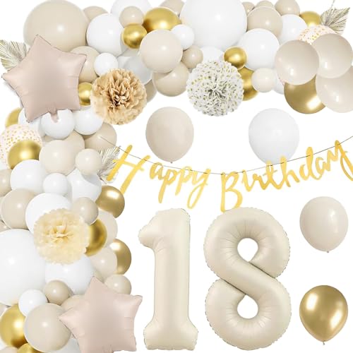 18 Geburtstag Deko, Geburtstagsdeko 18, 18 Geburtstag Mädchen Junge, Beige-goldene Luftballons, perfekt für die Dekoration zum 18. Geburtstag von Jungen und Mädchen 18 Geburtstag Deko, Geburtstagsdeko 18, 18 Geburtstag Mädchen Junge, Beige-goldene Luftballons, perfekt für die Dekoration zum 18. Geburtstag von Jungen und Mädchen von SHRADS