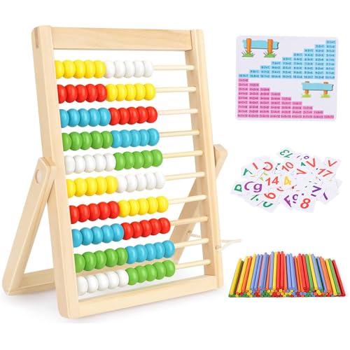 SHRADS Abakus, Kinder Grundschule Abakus, rechenschieber mit 100 Zählstäben und Zahlenkarten zum Zählen, hilfsrechenwerkzeuge, Lernspielzeug für Kinder SHRADS Abakus, Kinder Grundschule Abakus, rechenschieber mit 100 Zählstäben und Zahlenkarten zum Zählen, hilfsrechenwerkzeuge, Lernspielzeug für Kinder von SHRADS