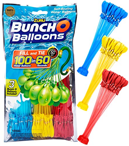 Zuru 1213 Bunch O Luftballons (Farbe kann variieren, 3 Bündel, 100 selbstbindende, schnell füllbare Wasserballons), 1 Packung von SHS-Yard