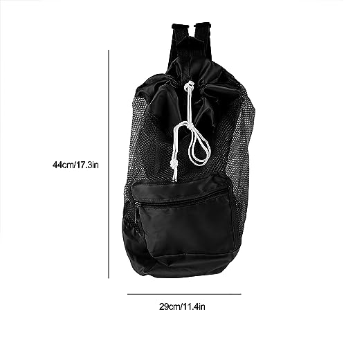SHUAIGUO Kids Mesh Draw String Rucksack Leichtes Strandspielzeugspeicher für den Outdoor (Schwarz) von SHUAIGUO