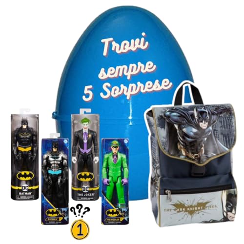Pasqualone Osterei für Kinder, mit Überraschungen, Plüsch und Spielzeug, 5 Stück (Batman) von SHUFFLE