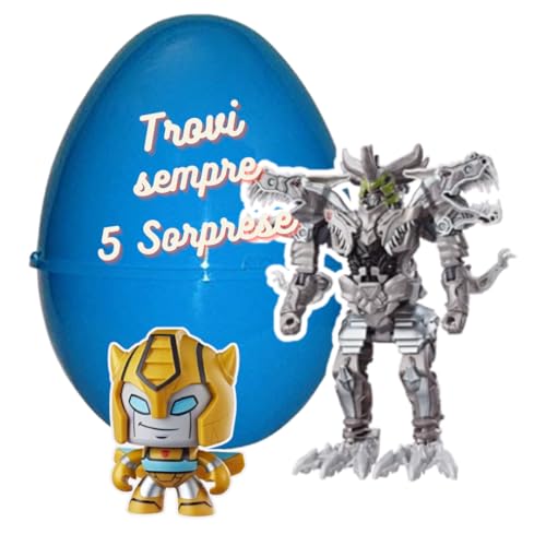 Pasqualone Osterei für Kinder, mit Überraschungen, Plüsch und Spielzeug, 5 Stück (Transformer) von SHUFFLE