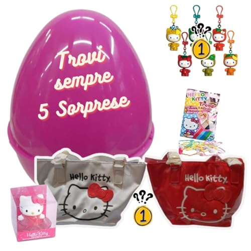 SHUFFLE Pasqualone Mädchen Osterei mit Überraschungen, Plüsch und Spielzeug, 5 Stück (Kitty) von SHUFFLE