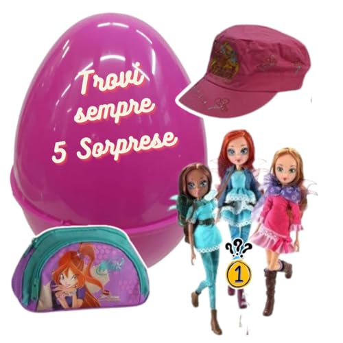 SHUFFLE Pasqualone Mädchen Osterei mit Überraschungen, Plüsch und Spielzeug, 5 Stück (Winx) von SHUFFLE