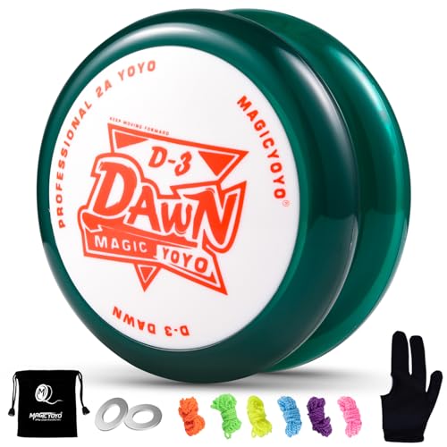 D3-Dawn Responsive Yoyo für Kinder, Professionelles 2A Looping Yoyo für Anfänger zum Spielen von einfachen Yoyo-Tricks + 6 extra Yo-Saiten + Tasche + Yo-Handschuh + 2 Abstandshalter, Grün von ShungRu