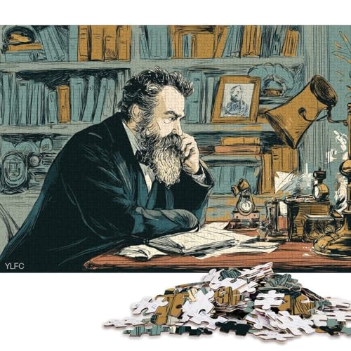 Alexander Graham Bell Holzpuzzles Für Erwachsene 300 Teile Wohnkultur Geburtstagsgeschenk EduKatzeional Game Family Challenging Games Stress Relief Toy 300pcs (40x28cm) von SHUNXIFQ