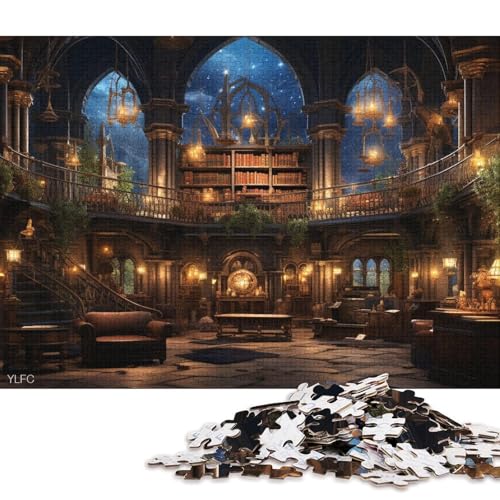 Alte Bibliothek Erwachsene 1000 Teile Holzpuzzless Family Challenging Games Geburtstagsgeschenk Moderne Wohnkultur Lernspiel Stress Relief Toy 1000pcs (75x50cm) von SHUNXIFQ