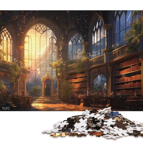 Alte Bibliothek Holzpuzzles 300 Teile Erwachsene Geschicklichkeitsspiel Für Die Ganze Familie Home Decor Geburtstagsgeschenk Lernspiel Stress Relief 300pcs (40x28cm) von SHUNXIFQ