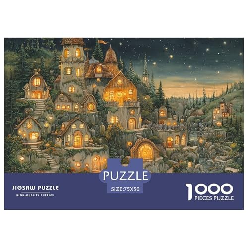 Alte Burg Holzpuzzles 1000 Teile Erwachsene Geburtstagsgeschenk Wohnkultur Educational Game Family Challenging Games Stress Relief Toy 1000pcs (75x50cm) von SHUNXIFQ
