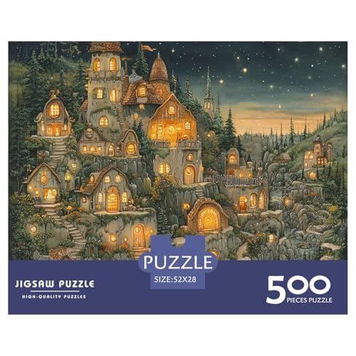 Alte Burg Holzpuzzles Für Erwachsene 500 Teile Geburtstagsgeschenk Family Challenging Games Home Decor Educational Game Stress Relief 500pcs (52x38cm) von SHUNXIFQ