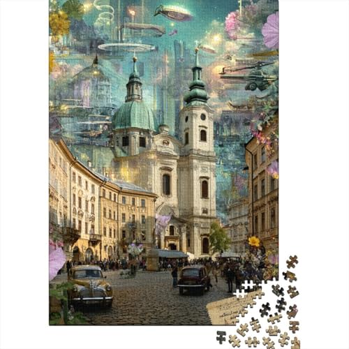 Altstadt von Lwiw Holzpuzzles 1000 Teile Erwachsene Home Decor Geburtstagsgeschenk Family Challenging Games EduKatzeional Game Stress Relief 1000pcs (75x50cm) von SHUNXIFQ