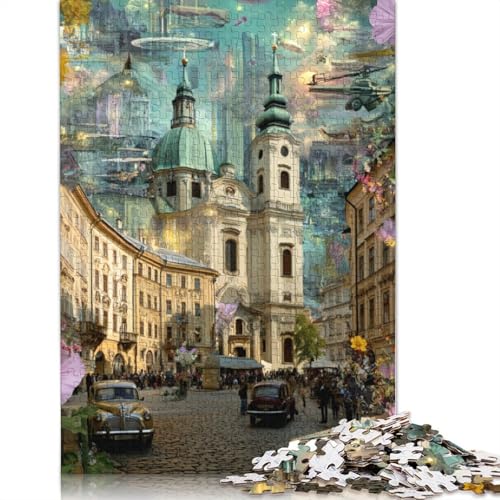 Altstadt von Lwiw Holzpuzzles Für Erwachsene 500 Teile EduKatzeional Game Family Challenging Games Home Decor Geburtstagsgeschenk Stress Relief 500pcs (52x38cm) von SHUNXIFQ