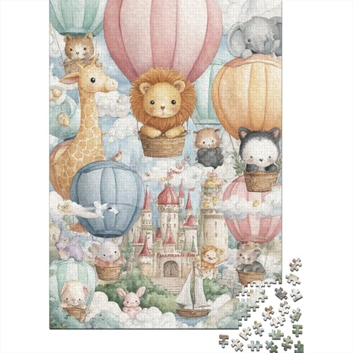Animal Heißluftballons Holzpuzzles Erwachsene 1000 Teile Lernspiel Geschicklichkeitsspiel Für Die Ganze Familie Geburtstagsgeschenk Home Decor Stress Relief 1000pcs (75x50cm) von SHUNXIFQ
