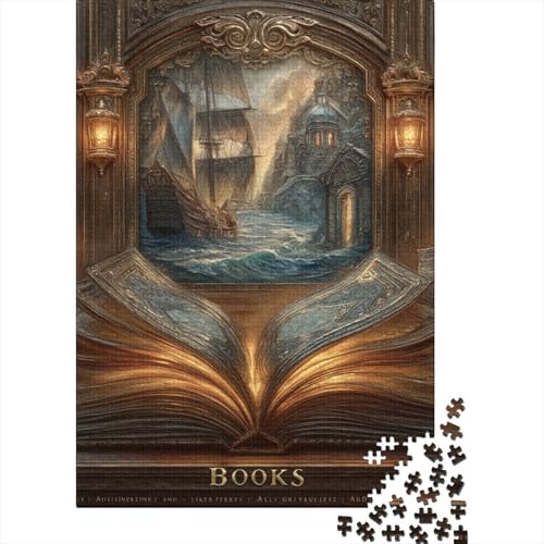 Antike Bücher Holzpuzzles Für Erwachsene 1000 Teile Family Challenging Games Geburtstagsgeschenk Lernspiel Wohnkultur Stress Relief 1000pcs (75x50cm) von SHUNXIFQ
