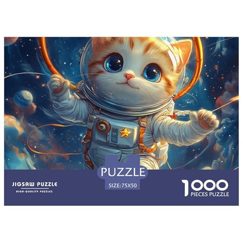 Astronautische Katze Holzpuzzles Erwachsene 1000 Teile Lernspiel Geschicklichkeitsspiel Für Die Ganze Familie Geburtstagsgeschenk Home Decor Stress Relief 1000pcs (75x50cm) von SHUNXIFQ