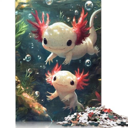Axolotl Erwachsene Holzpuzzless 500 Teile Home Decor Educational Game Geburtstagsgeschenk Family Challenging Games Entspannung Und Intelligenz 500pcs (52x38cm) von SHUNXIFQ