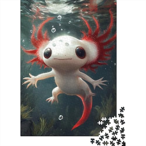 Axolotl Holzpuzzles 1000 Teile Für Erwachsene Family Challenging Games Lernspiel Moderne Wohnkultur Geburtstagsgeschenk Stress Relief Toy 1000pcs (75x50cm) von SHUNXIFQ