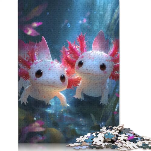 Axolotl Holzpuzzles 300 Teile Erwachsene Geschicklichkeitsspiel Für Die Ganze Familie Home Decor Geburtstagsgeschenk Lernspiel Stress Relief 300pcs (40x28cm) von SHUNXIFQ
