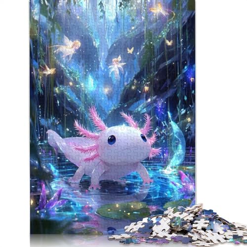 Axolotl Holzpuzzles 500 Teile Für Erwachsene Family Challenging Games Geburtstagsgeschenk Lernspiel Moderne Wohnkultur Stress Relief 500pcs (52x38cm) von SHUNXIFQ