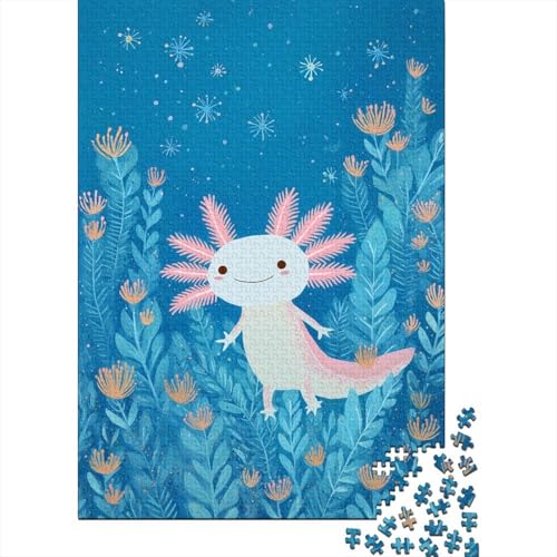 Axolotl Holzpuzzles Erwachsene 1000 Teile Lernspiel Geschicklichkeitsspiel Für Die Ganze Familie Geburtstagsgeschenk Home Decor Stress Relief 1000pcs (75x50cm) von SHUNXIFQ