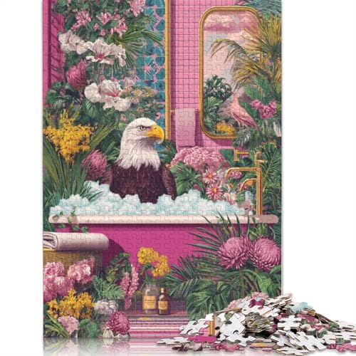 Badender Adler Holzpuzzles Erwachsene 500 Teile Family Challenging Games Geburtstagsgeschenk Home Decor EduKatzeional Game Entspannung Und Intelligenz 500pcs (52x38cm) von SHUNXIFQ