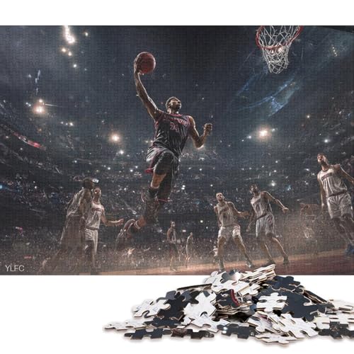 Basketball Holzpuzzles Erwachsene 1000 Teile Home Decor Family Challenging Games Educational Game Geburtstagsgeschenk Stress Relief Toy 1000pcs (75x50cm) von SHUNXIFQ