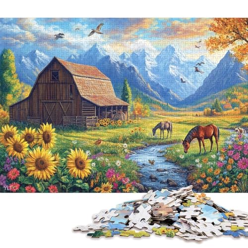 Bauernhof Holzpuzzles Für Erwachsene 300 Teile Geburtstagsgeschenk Family Challenging Games Home Decor Educational Game Stress Relief 300pcs (40x28cm) von SHUNXIFQ