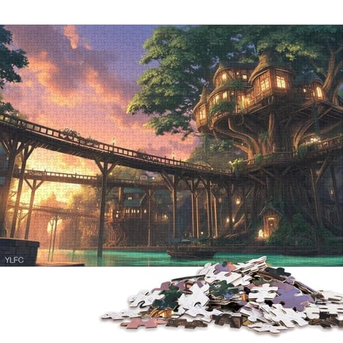 Baumstadt Holzpuzzles 500 Teile Erwachsene Geschicklichkeitsspiel Für Die Ganze Familie Home Decor GeburtHirschsgeschenk Lernspiel Stress Relief 500pcs (52x38cm) von SHUNXIFQ
