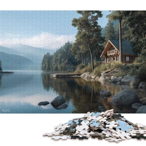 Bergsee Holzpuzzles 300 Teile Erwachsene Wohnkultur Family Challenging Games Geburtstagsgeschenk Educational Game Stress Relief 300pcs (40x28cm) von SHUNXIFQ