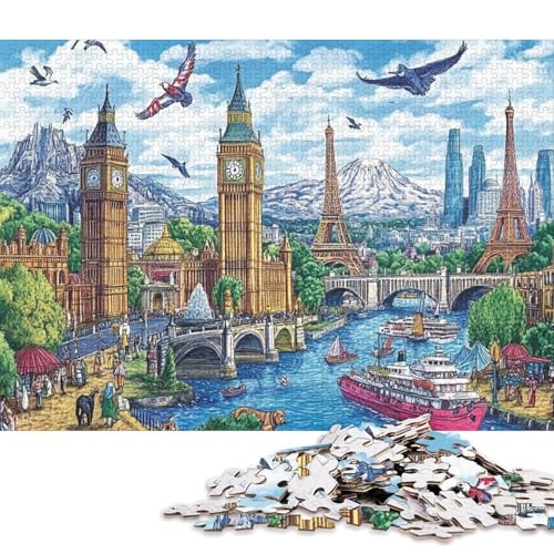 Berühmte Sehenswürdigkeiten Holzpuzzles 300 Teile Erwachsene Wohnkultur Family Challenging Games Geburtstagsgeschenk Educational Game Stress Relief 300pcs (40x28cm) von SHUNXIFQ