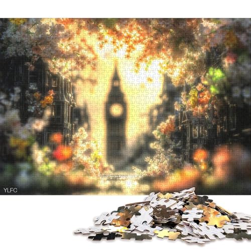 Big Ben in London Holzpuzzless Erwachsene 1000 Teile Educational Game Family Challenging Games Home Decor Geburtstagsgeschenk Stress Relief 1000pcs (75x50cm) von SHUNXIFQ