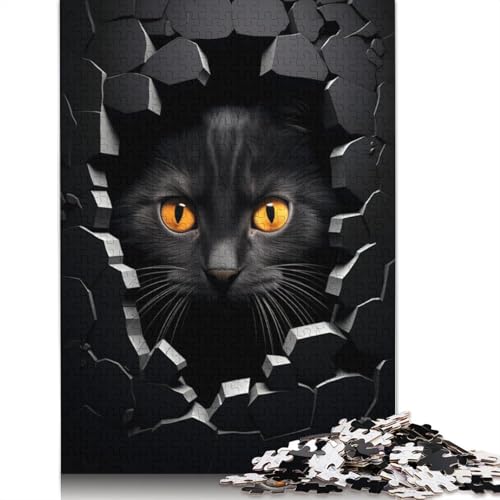 Black Cat Holzpuzzless 300 Teile Erwachsene Wohnkultur Educational Game Family Challenging Games Geburtstagsgeschenk Stress Relief Toy 300pcs (40x28cm) von SHUNXIFQ
