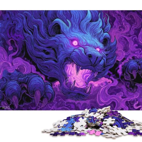 Blauer Löwe Holzpuzzles 1000 Teile Erwachsene Wohnkultur Geschicklichkeitsspiel Für Die Ganze Familie Lernspiel GeburtHirschsgeschenk Stress Relief 1000pcs (75x50cm) von SHUNXIFQ