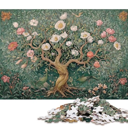Blumenbaum Holzpuzzless Erwachsene 1000 Teile Educational Game Family Challenging Games Home Decor Geburtstagsgeschenk Stress Relief 1000pcs (75x50cm) von SHUNXIFQ