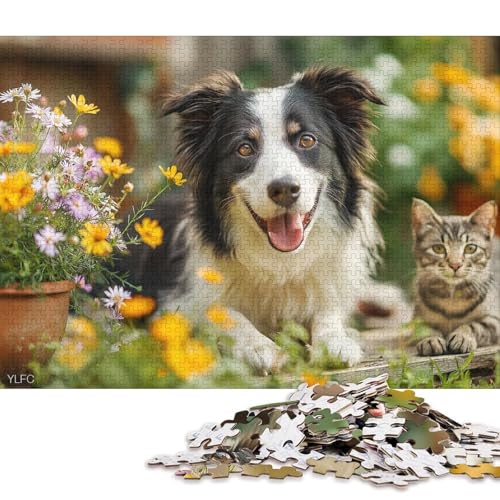 Border Collie Holzpuzzles 500 Teile Erwachsene Home Decor Geburtstagsgeschenk Family Challenging Games EduKatzeional Game Stress Relief 500pcs (52x38cm) von SHUNXIFQ