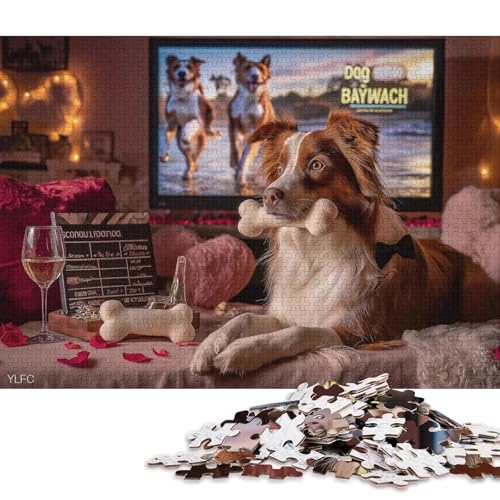 Border Collie Holzpuzzles Erwachsene 1000 Teile Lernspiel Geschicklichkeitsspiel Für Die Ganze Familie Geburtstagsgeschenk Home Decor Stress Relief 1000pcs (75x50cm) von SHUNXIFQ