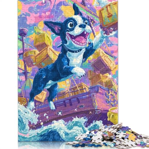Boston Terrier Holzpuzzles 500 Teile Erwachsene Wohnkultur Geburtstagsgeschenk Geschicklichkeitsspiel Für Die Ganze Familie Lernspiel Stress Relief 500pcs (52x38cm) von SHUNXIFQ